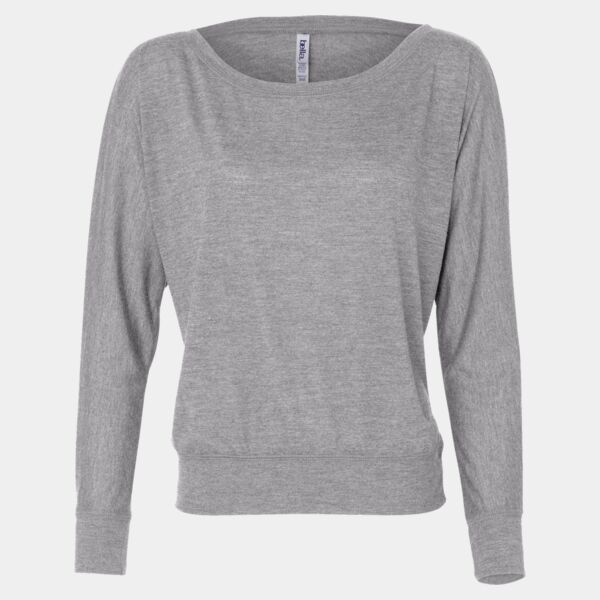 Women's Flowy Long Sleeve Off Shoulder Tee Thumbnail